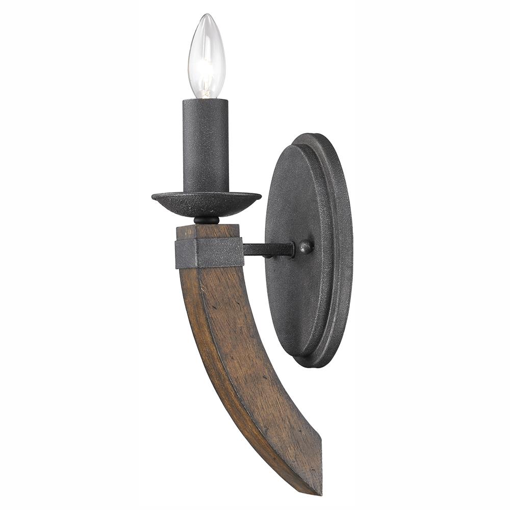 Golden Lighting 1821-1W BI Madera Wall Sconce in the Black Iron finish